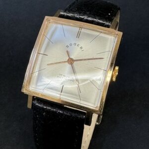 Montre vintage SOGEBI 28 mm plaqué or cuir noir
