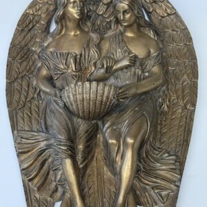 Bénitier mural en bronze – Deux anges (daté 1846)