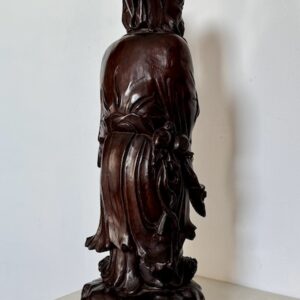 Statue en bois de Shou Xing – Dieu chinois de la longévité (52 cm)